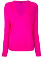 Proenza Schouler - V-neck Knitted Top - Women - Merino - S, Pink/purple, Merino