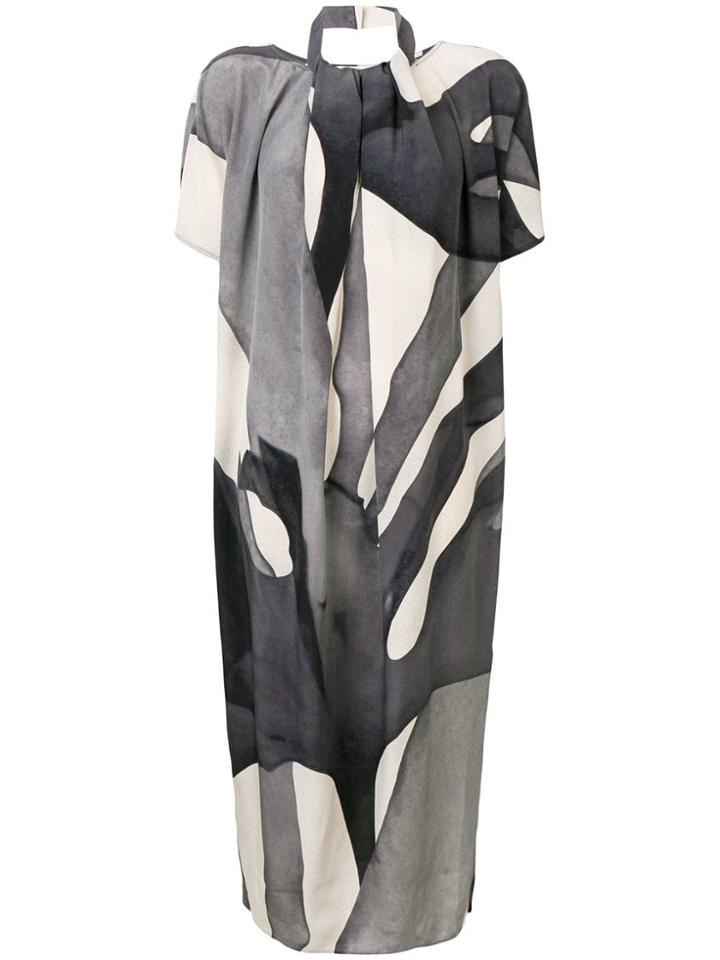 Max Mara Abstract Print Midi Dress - Grey