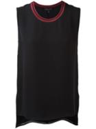 Rag & Bone Contrast Collar Tank Top, Women's, Size: Large, Black, Rayon/nylon/spandex/elastane