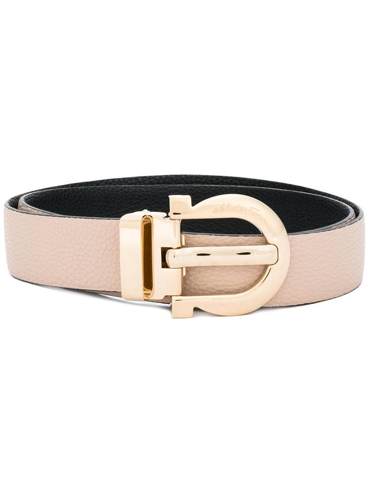 Gancio Buckle Belt - Women - Calf Leather - 100, Nude/neutrals, Calf Leather, Salvatore Ferragamo