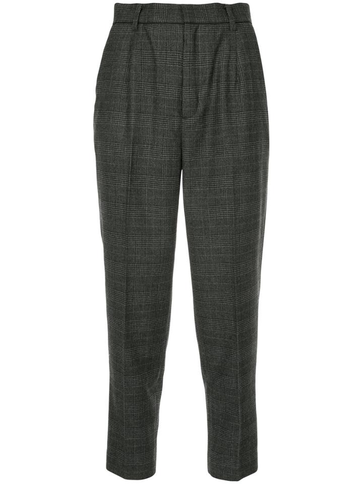 Astraet Cropped Check Trousers - Grey