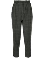 Astraet Cropped Check Trousers - Grey