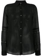 No21 Sheer Shirt, Women's, Size: 42, Black, Cotton/silk