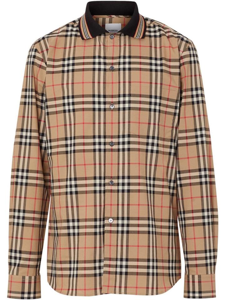 Burberry Icon Stripe Detail Vintage Check Cotton Shirt - Neutrals