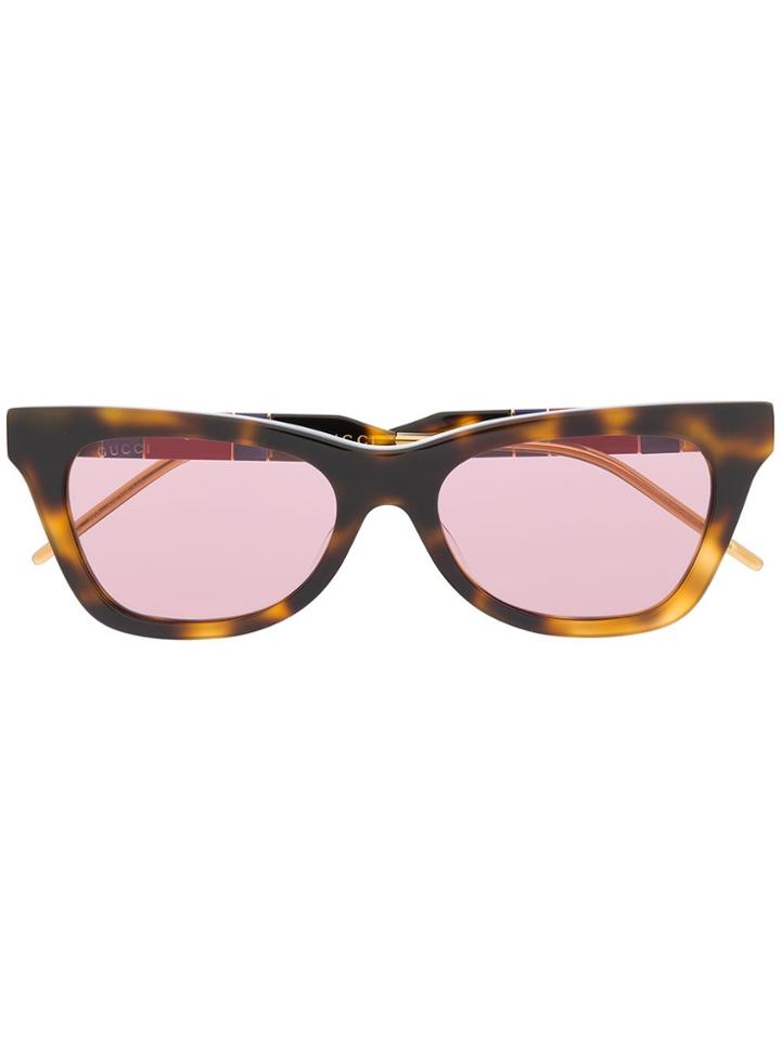 Gucci Eyewear Tortoiseshell Cat Eye Frame Sunglasses - Brown