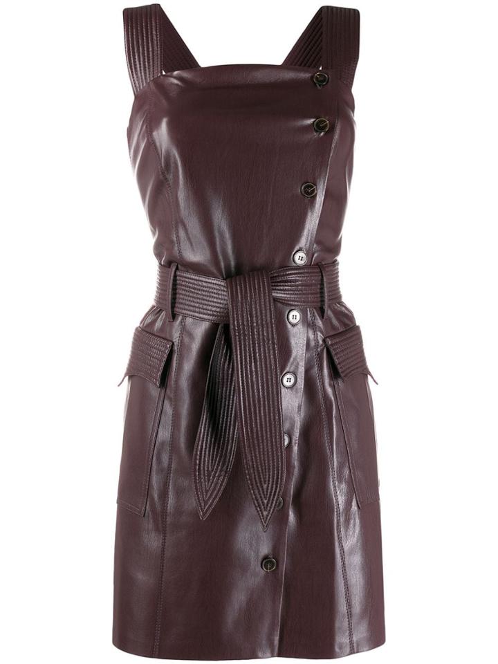 Nanushka Faux Leather Pinafore Dress - Red