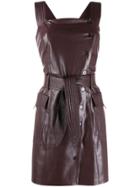 Nanushka Faux Leather Pinafore Dress - Red