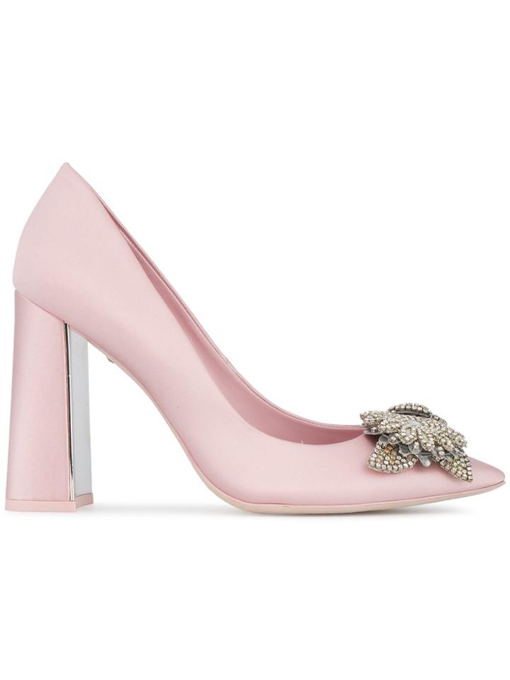 Sophia Webster Pink Satin Lilico Embellished 105 Pumps - Pink & Purple