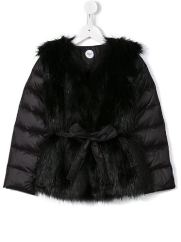 Parrot Kids Faux Fur Front Padded Coat, Girl's, Size: 12 Yrs, Black