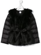 Parrot Kids Faux Fur Front Padded Coat, Girl's, Size: 12 Yrs, Black