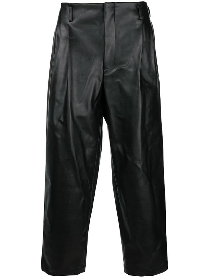 Comme Des Garçons Homme Plus Faux Leather Tapered Trousers - Black