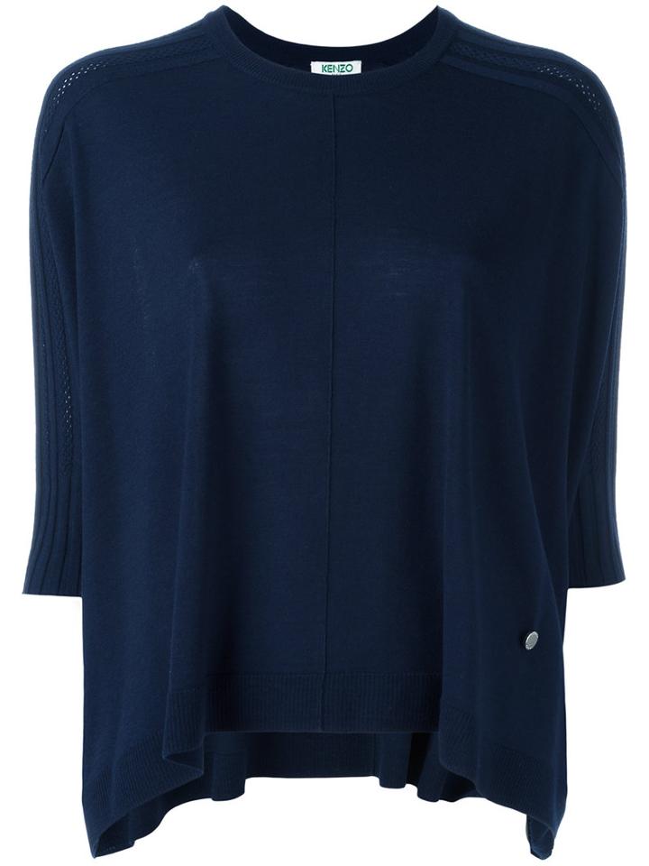 Kenzo Oversized Knitted Top, Size: Xs, Blue, Wool