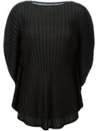 Pleats Please By Issey Miyake Flutter Sleeve Pleated Top - Black