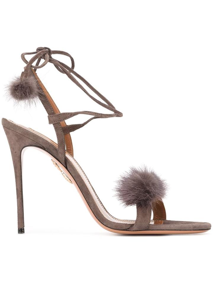 Aquazzura Pom Pom Stiletto Sandals