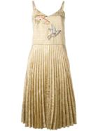 Red Valentino Pleated Embroidered Dress - Metallic