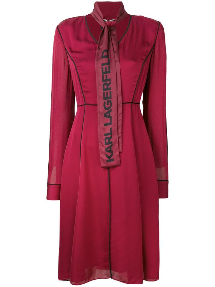 Karl Lagerfeld Logo Bow Flared Dress