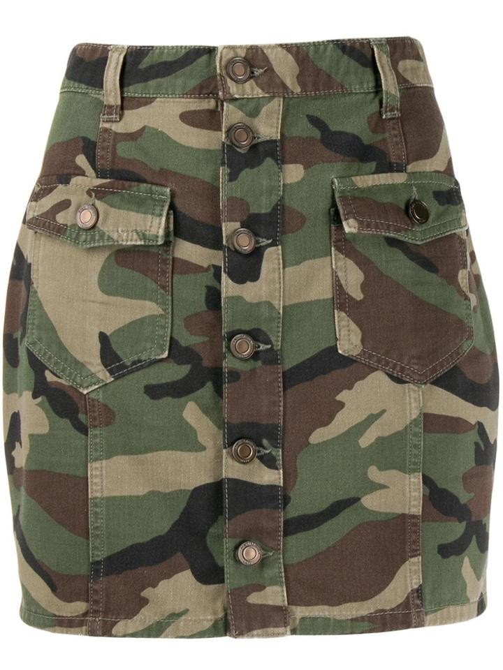Saint Laurent Camouflage Print Mini Skirt - Green