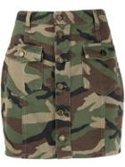 Saint Laurent Camouflage Print Mini Skirt - Green