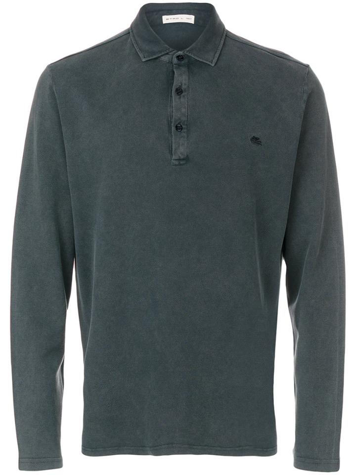 Etro Long Sleeve Polo Shirt - Grey