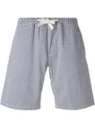 Eleventy Geometric Print Shorts, Men's, Size: 30, Blue, Cotton/spandex/elastane