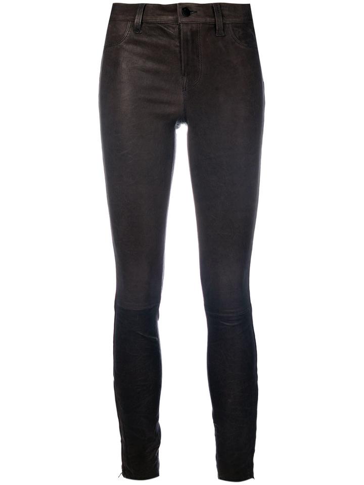 J Brand - Cropped Skinny Leather Trousers - Women - Lamb Skin - 25, Grey, Lamb Skin