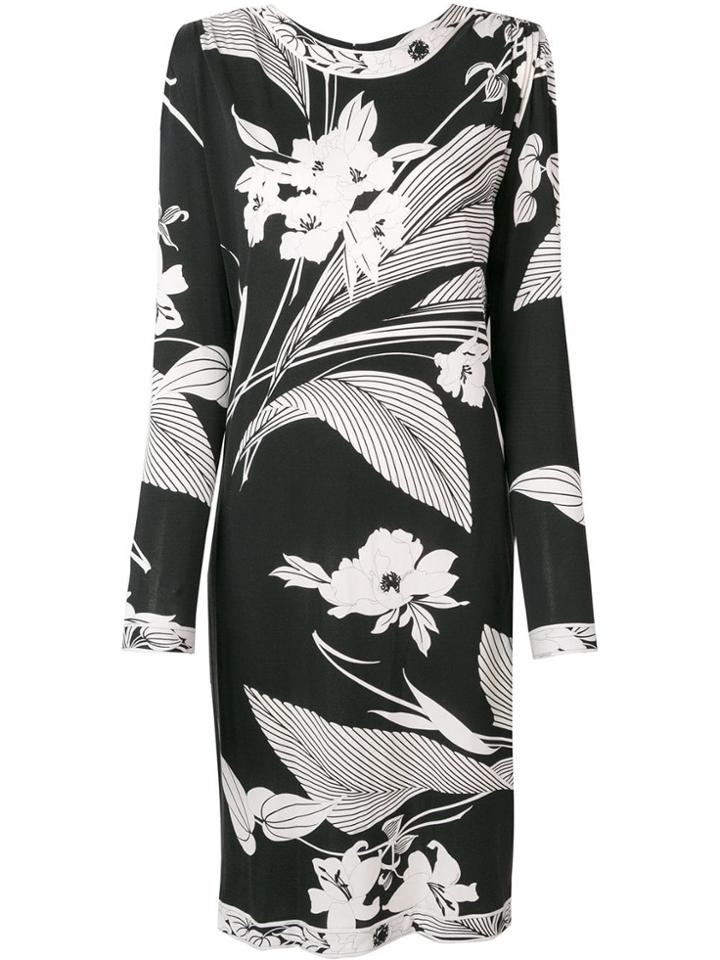 A.n.g.e.l.o. Vintage Cult 1980's Floral Midi Dress - Black