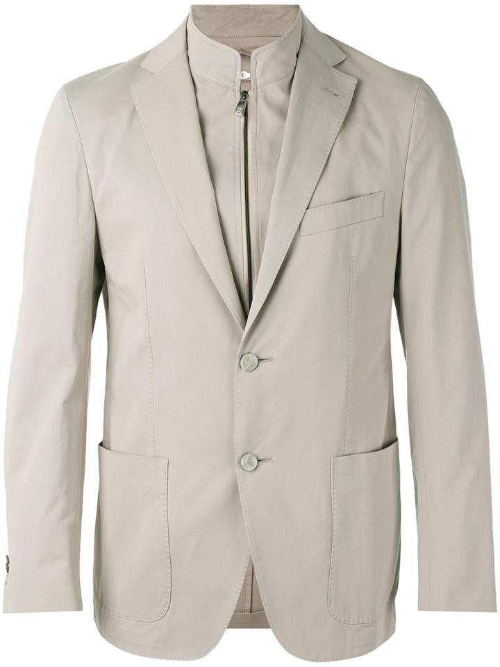Corneliani - Layered Blazer - Men - Cotton/spandex/elastane/cashmere - 50, Nude/neutrals, Cotton/spandex/elastane/cashmere