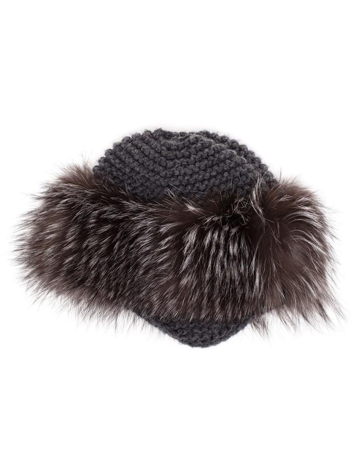 Inverni Fur Trim Beanie - Grey