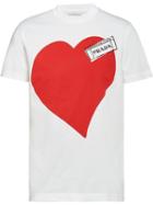 Prada Heart Print Jersey T-shirt - White