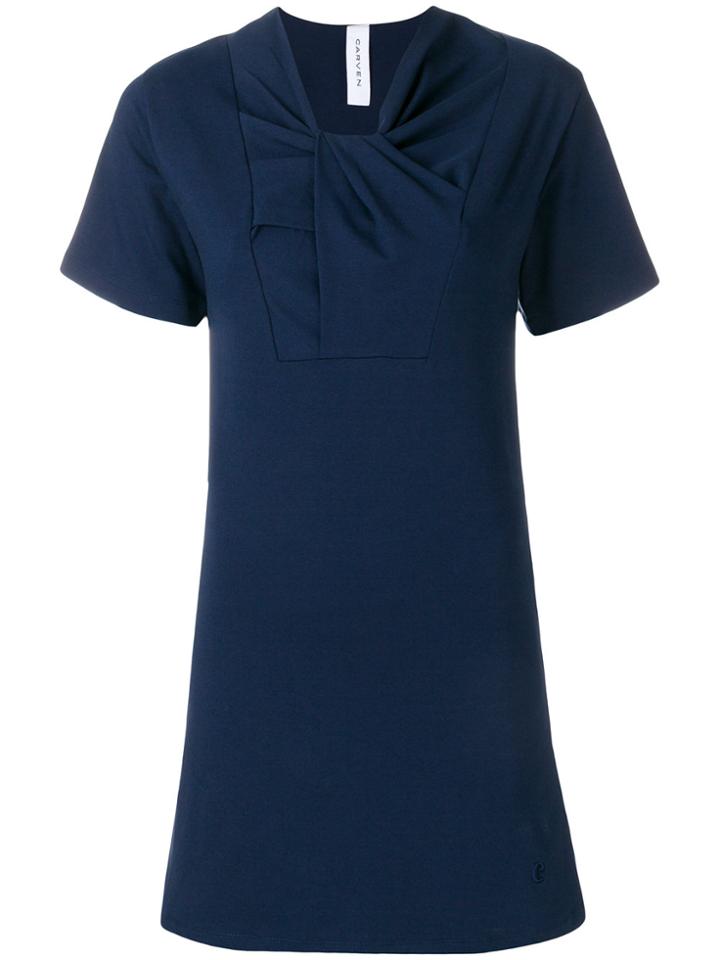 Carven Twisted Neck T-shirt Dress - Blue