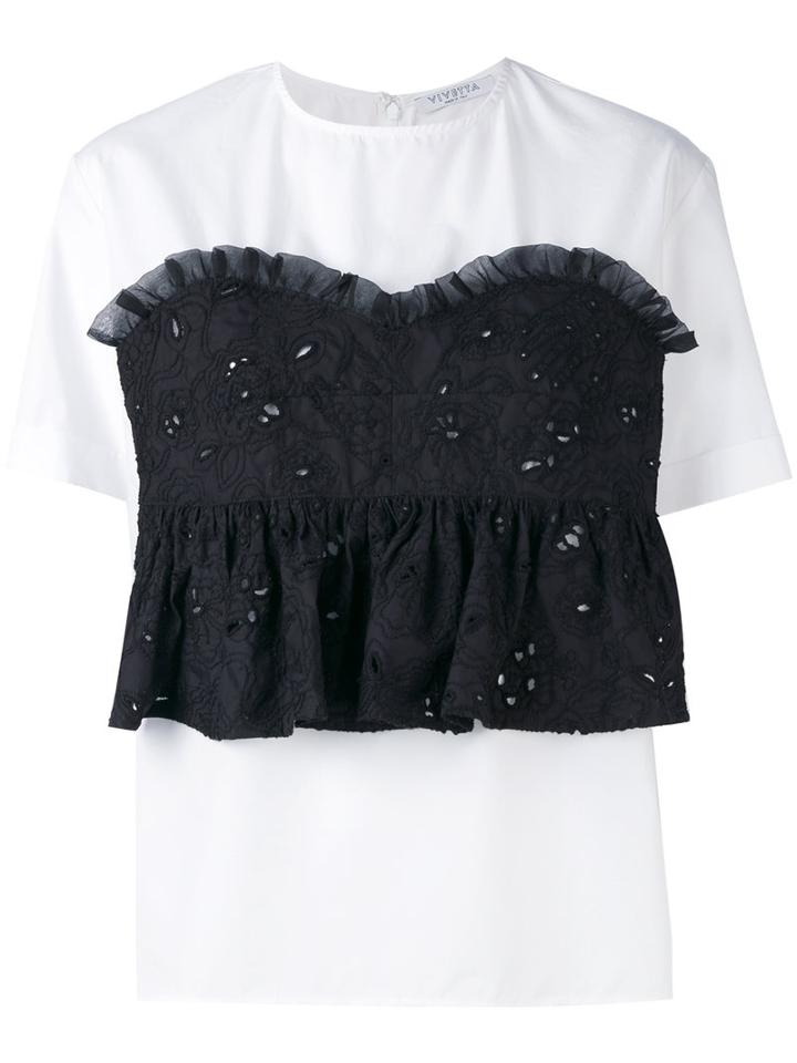 Vivetta - Embroidered Corset Blouse - Women - Cotton/polyester - 44, White, Cotton/polyester