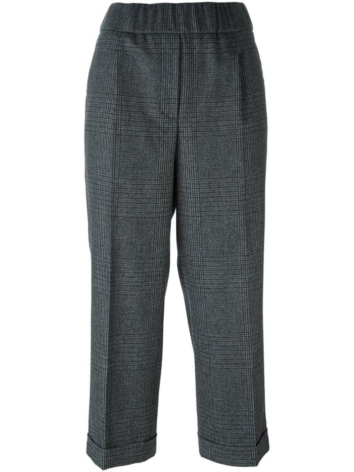 Brunello Cucinelli Cropped Tailored Trousers, Women's, Size: 44, Grey, Polyester/spandex/elastane/acetate/virgin Wool