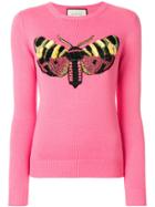 Gucci Moth Embroidered Sweater - Pink & Purple