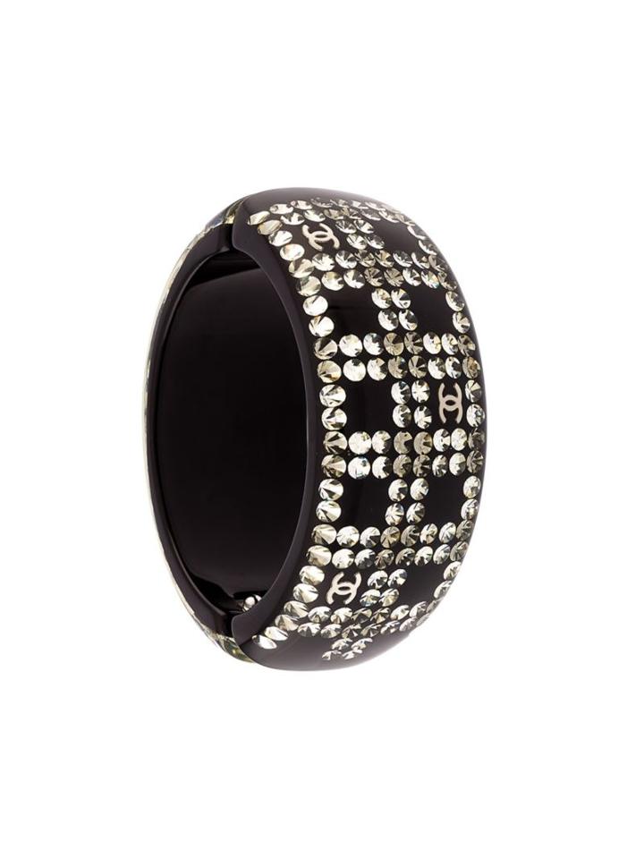 Chanel Vintage Swarovski Crystal Cuff, Women's, Black