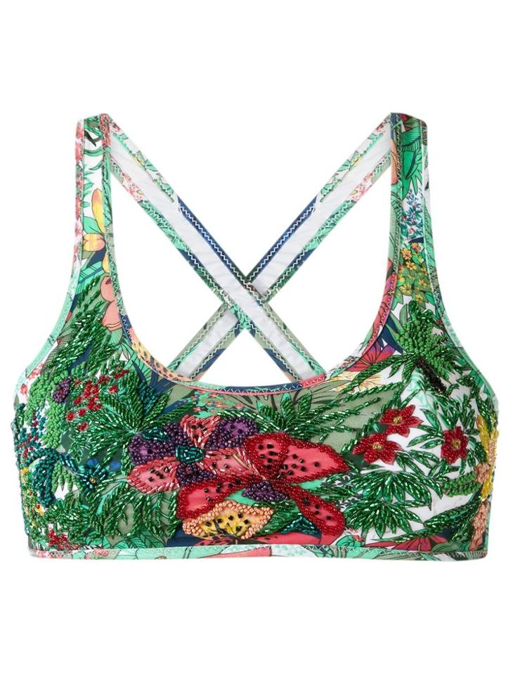 Amir Slama Embroidered Bikini Top - Blue