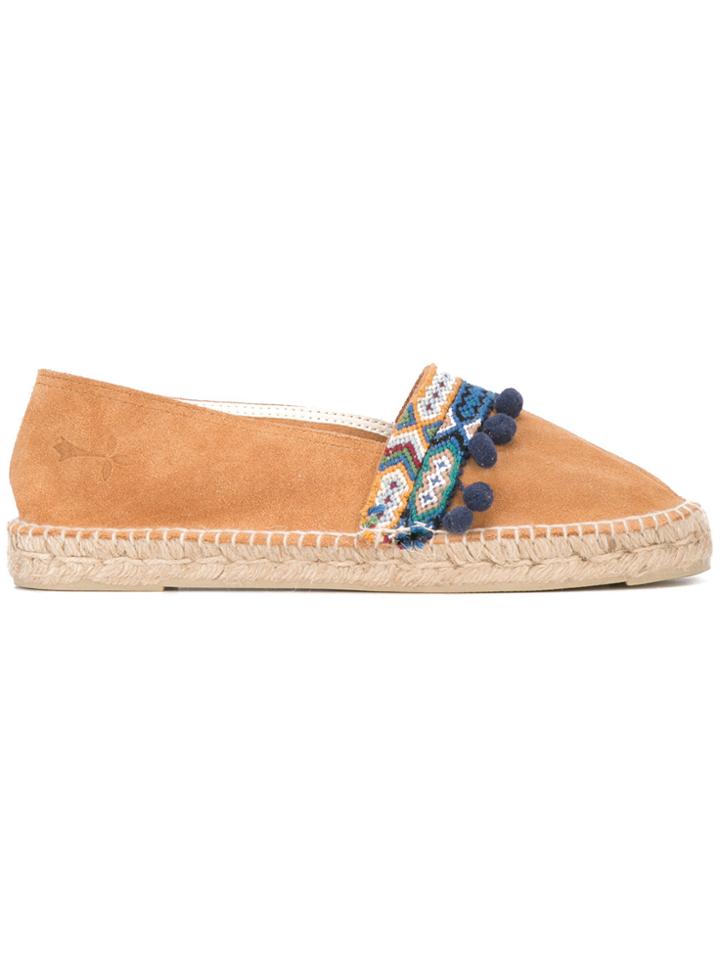 Manebi Macramé Pom Pom Espadrilles - Nude & Neutrals