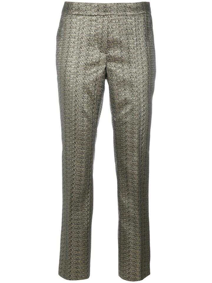 Luisa Cerano - Metallic Straight Trousers - Women - Polyester/acetate/metallized Polyester - 38, Brown, Polyester/acetate/metallized Polyester