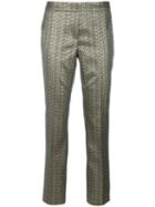 Luisa Cerano - Metallic Straight Trousers - Women - Polyester/acetate/metallized Polyester - 38, Brown, Polyester/acetate/metallized Polyester