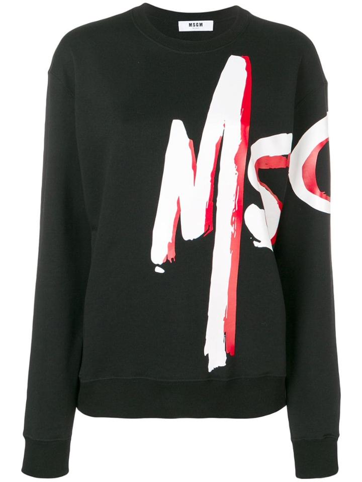 Msgm Contrast Logo Sweatshirt - Black