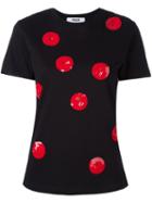 Msgm Sequin Embellished T-shirt, Women's, Size: Small, Black, Cotton/pvc
