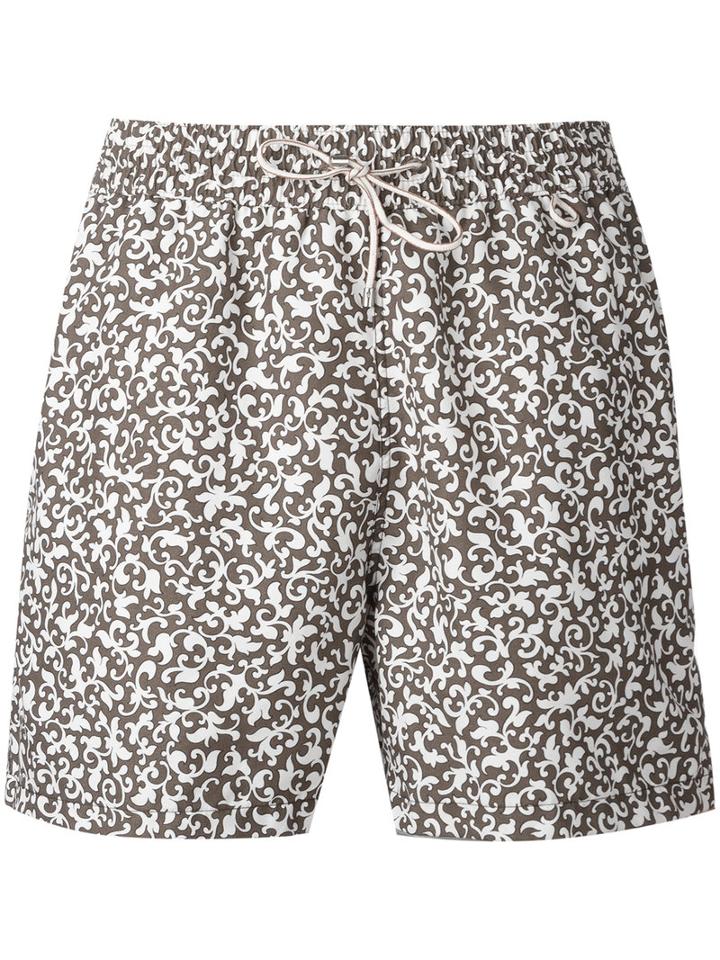 Loro Piana Printed Swimming Shorts, Men's, Size: Xxl, Brown, Polyester