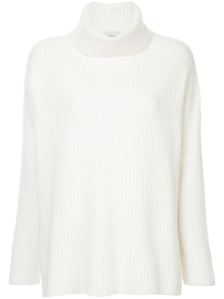 Le Kasha Ribbed Oversized Polo Neck Jumper - White