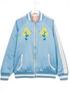 Stella Mccartney Kids Embroidered Flower Bomber Jacket - Blue