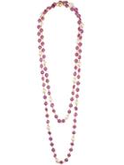 Chanel Vintage Sautoir Pearl Necklace, Women's, Pink/purple