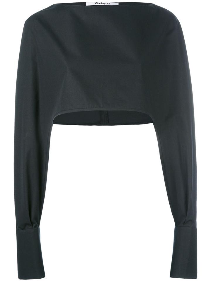 Chalayan Cropped Cuff Detail Blouse, Women's, Size: 40, Black, Cotton