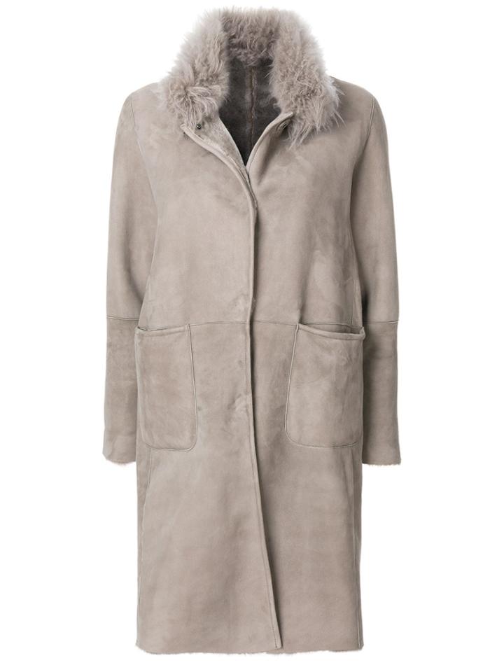 Manzoni 24 Fur Collared Coat - Grey