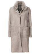 Manzoni 24 Fur Collared Coat - Grey