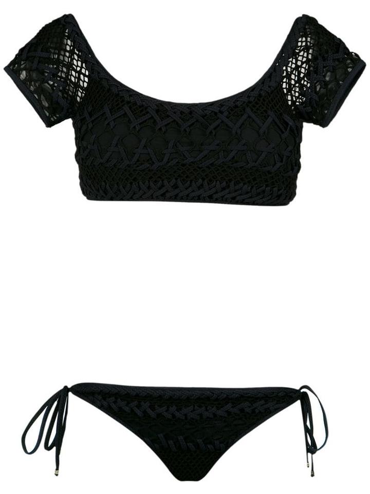 Amir Slama Woven Bikini Set - Preto