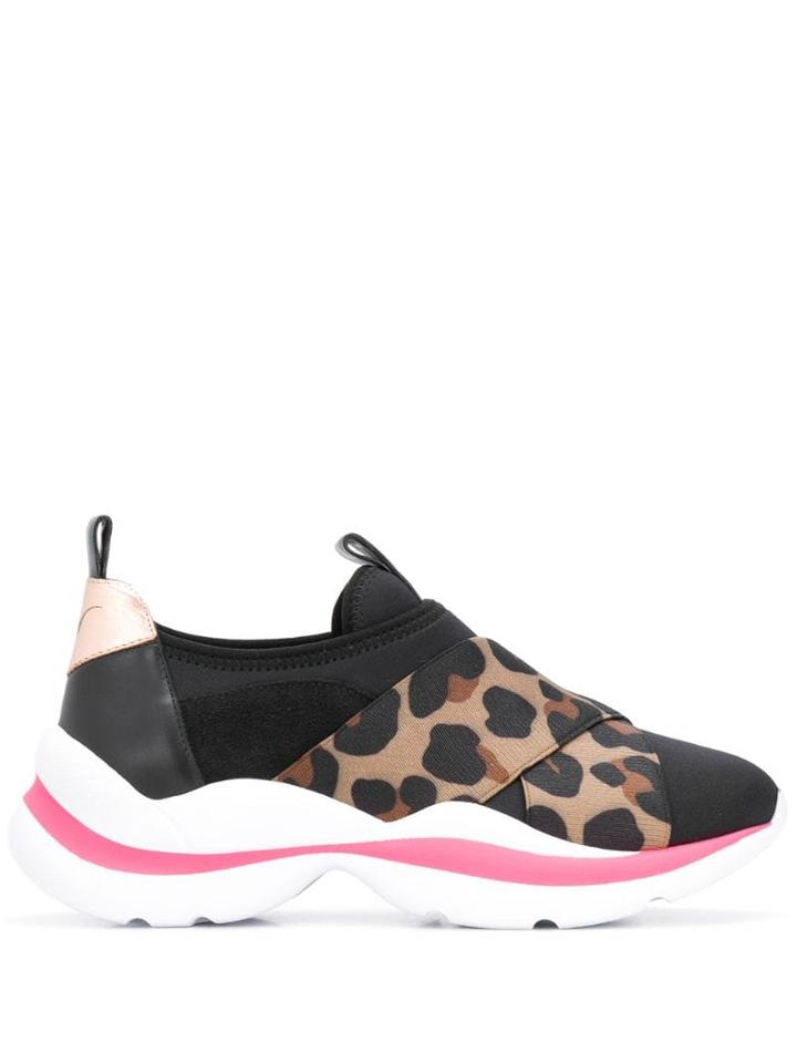 Sophia Webster Leopard Panel Sneakers - Black