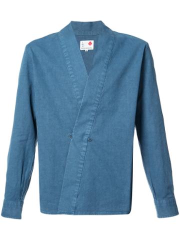Ikiji Hanjuban Kimono Shirt, Size: Medium, Blue, Cotton